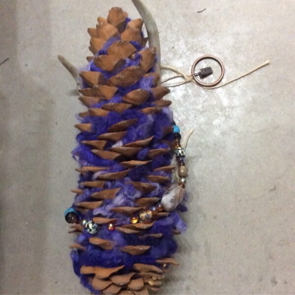 Pine Cone Yard Art W/ Antler