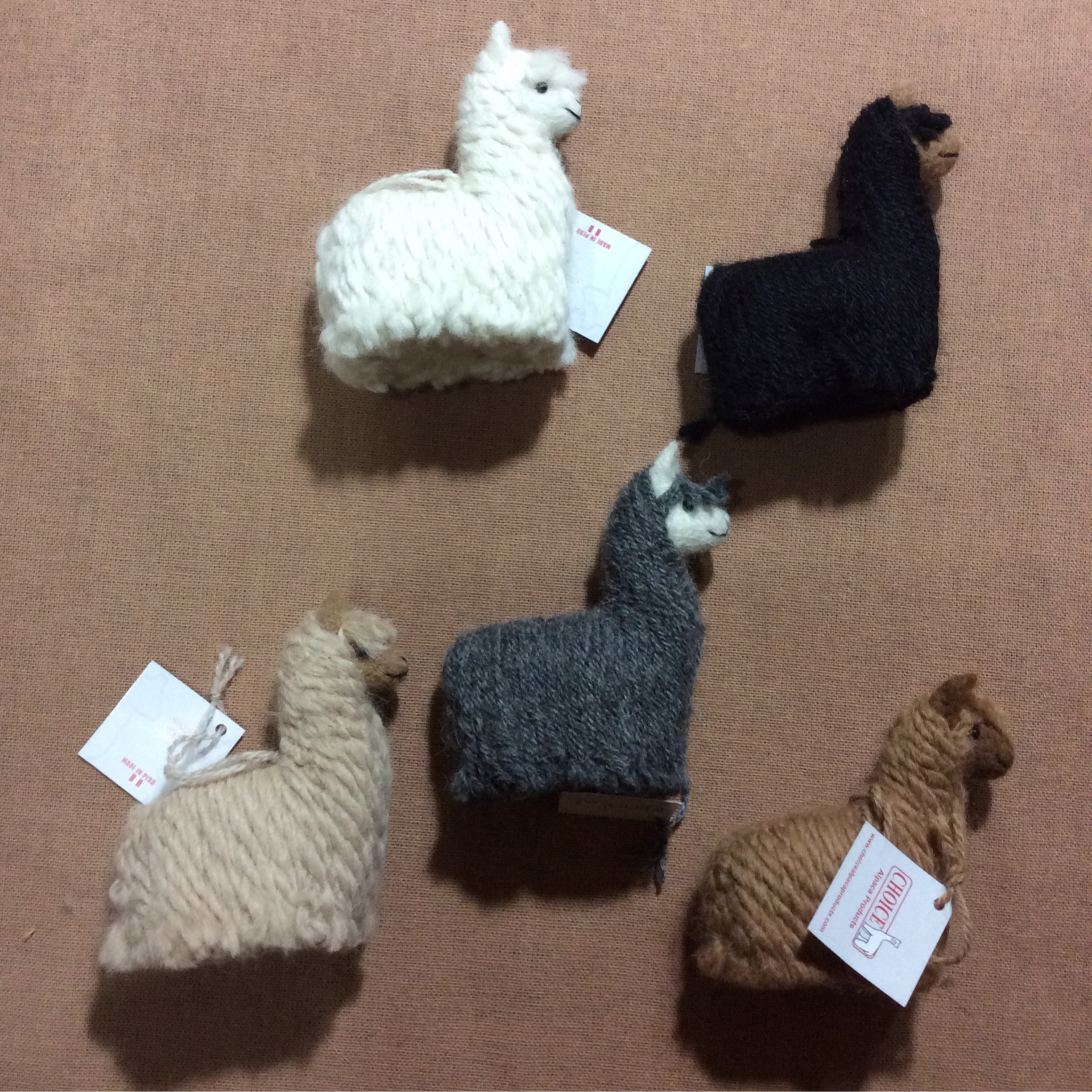 Alpaca toy Suri mini hand made white, brown, black, fawn, gray