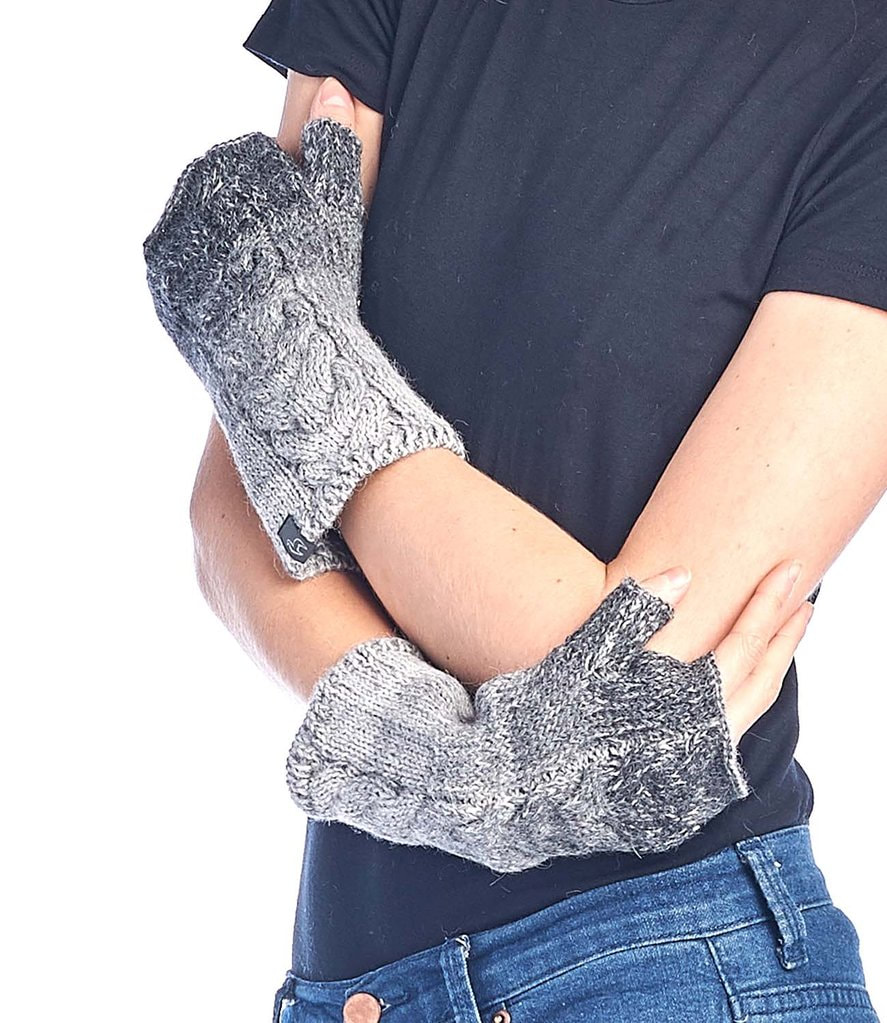 alpaca fingerless gloves smoke