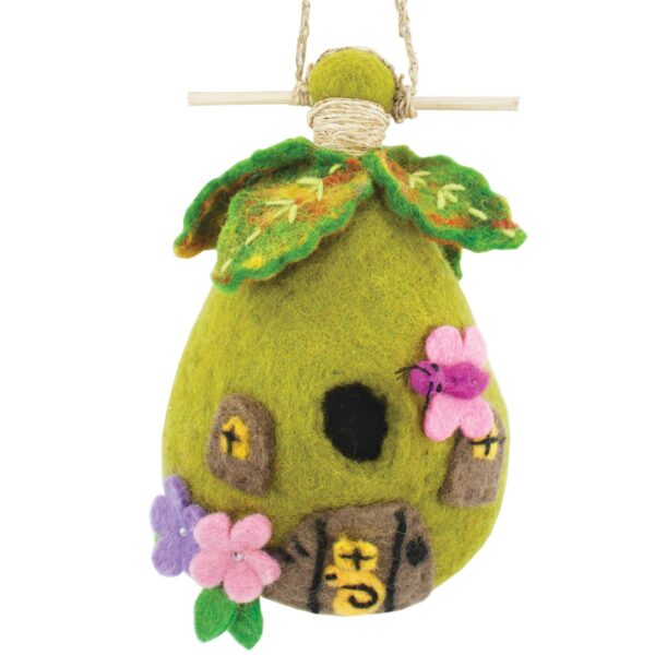 wool felted bird house