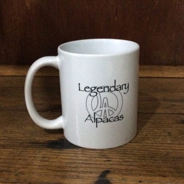 White mug with Legendary logo