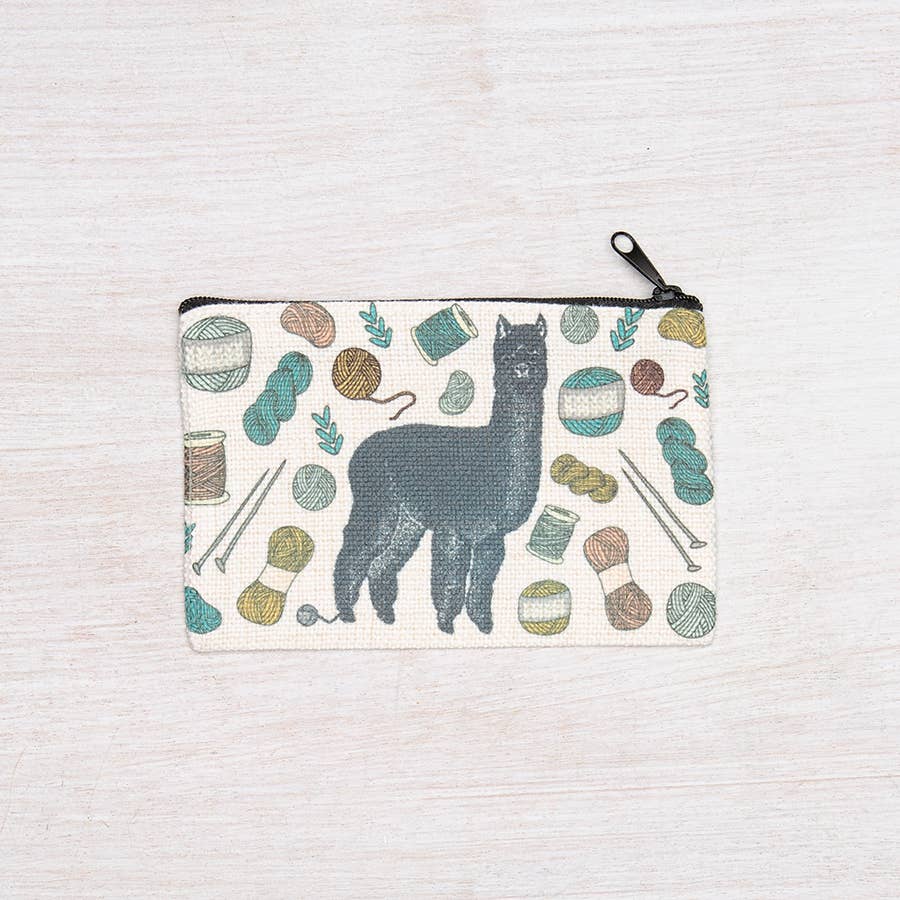 linen alpaca print coin purse