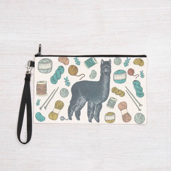 linen alpaca print coin purse