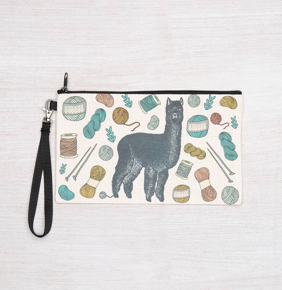 linen alpaca print coin purse