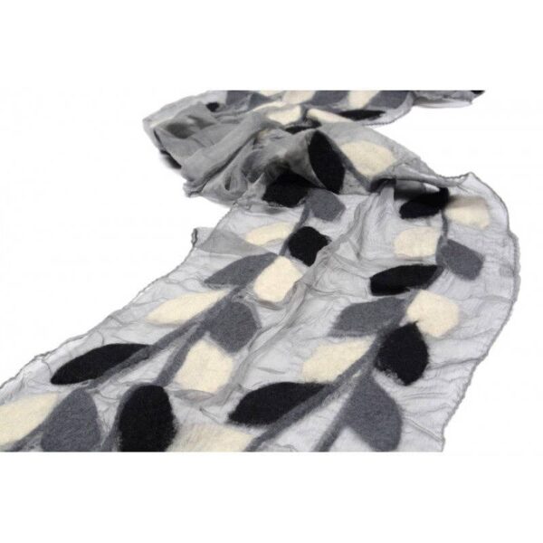 silk scarf felted design gray