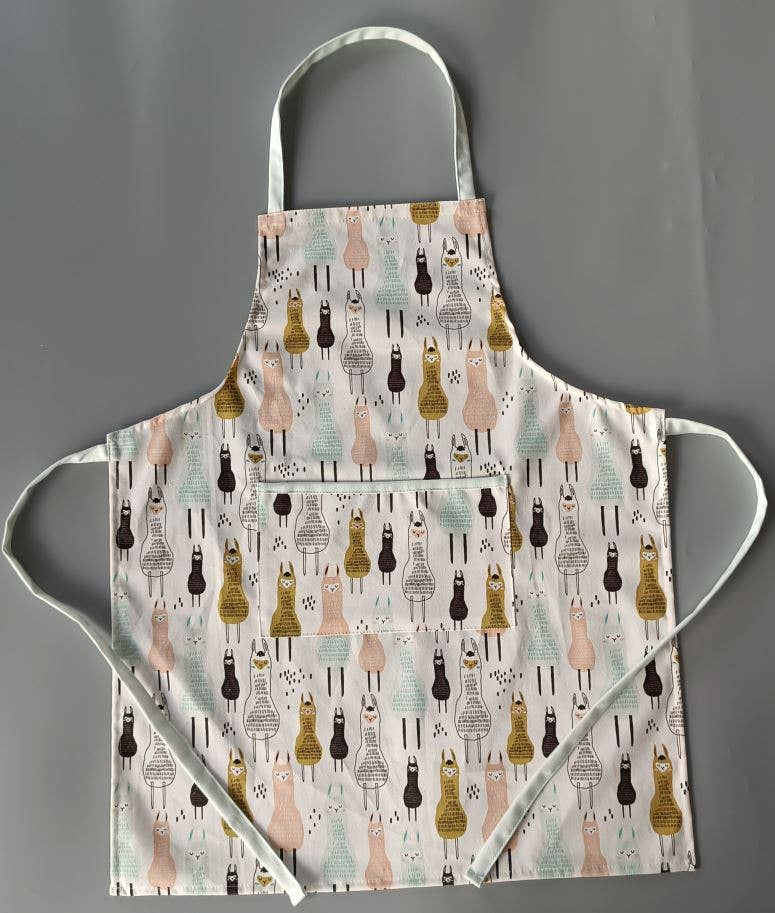 apron with alpaca print