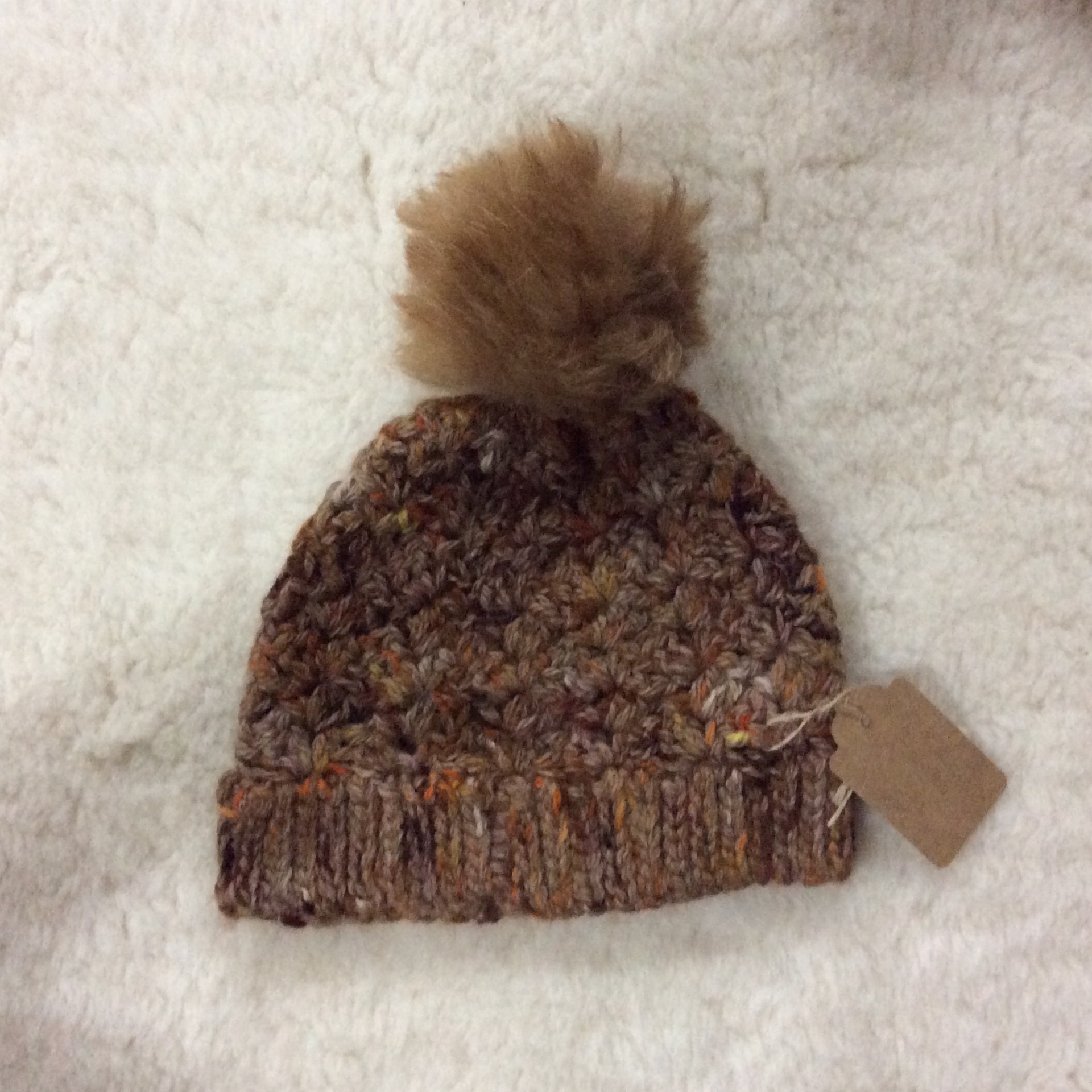 hand made alpaca hat with alpaca pom