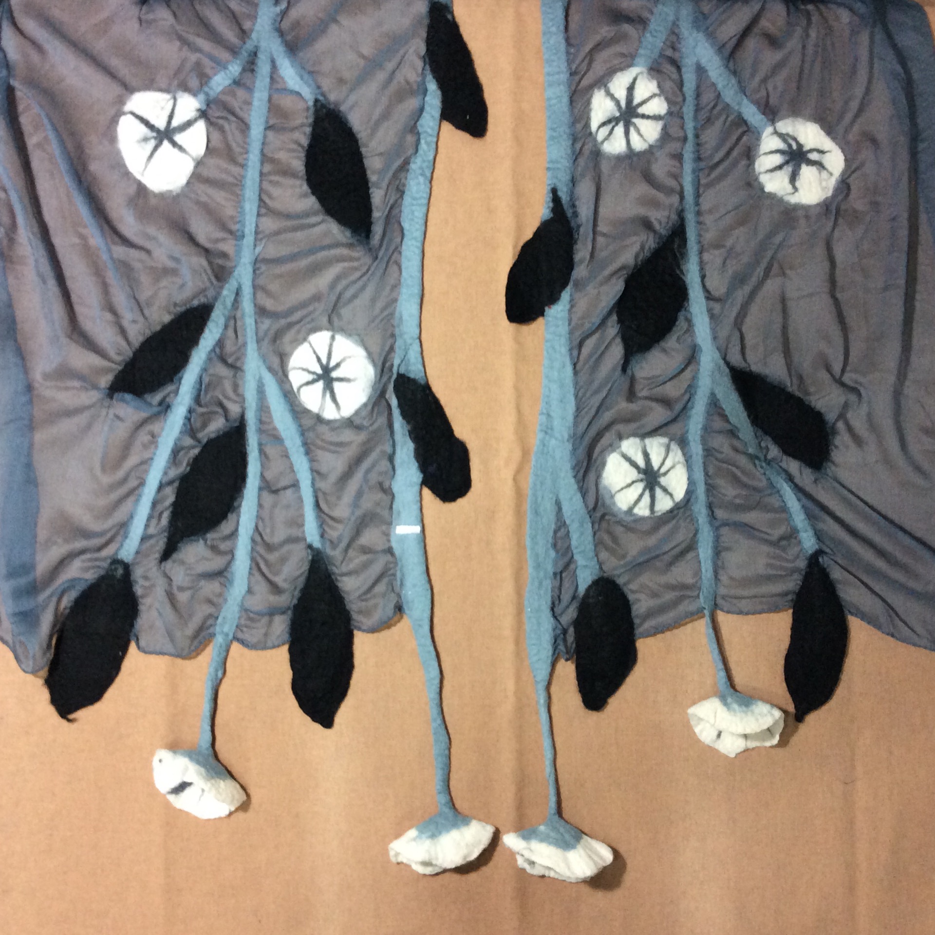 silk alpaca felted scarf gray