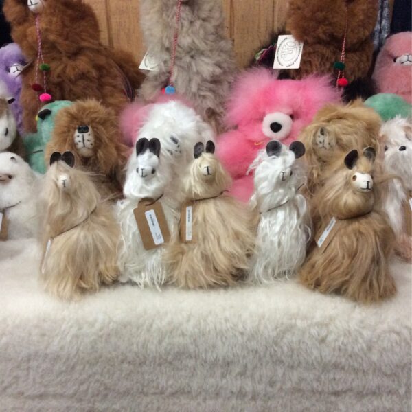 Suri alpaca toy fawn an white