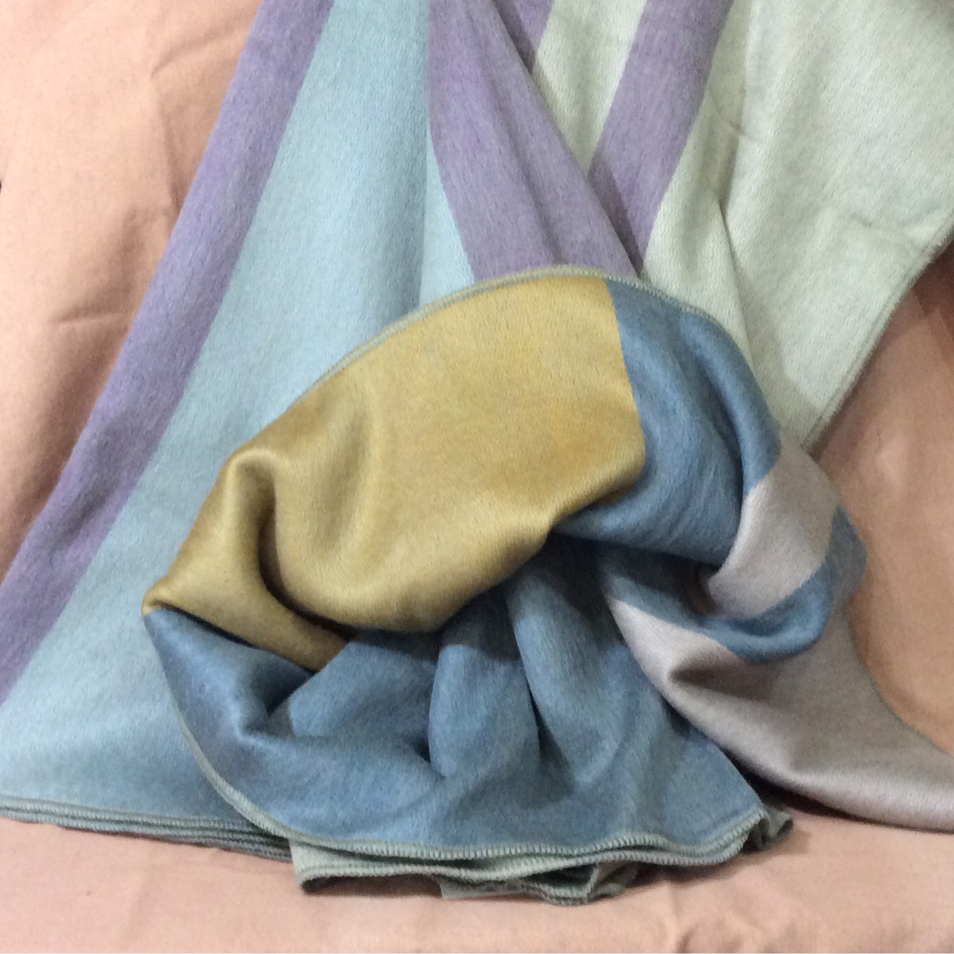 alpaca blanket reversible blue gold