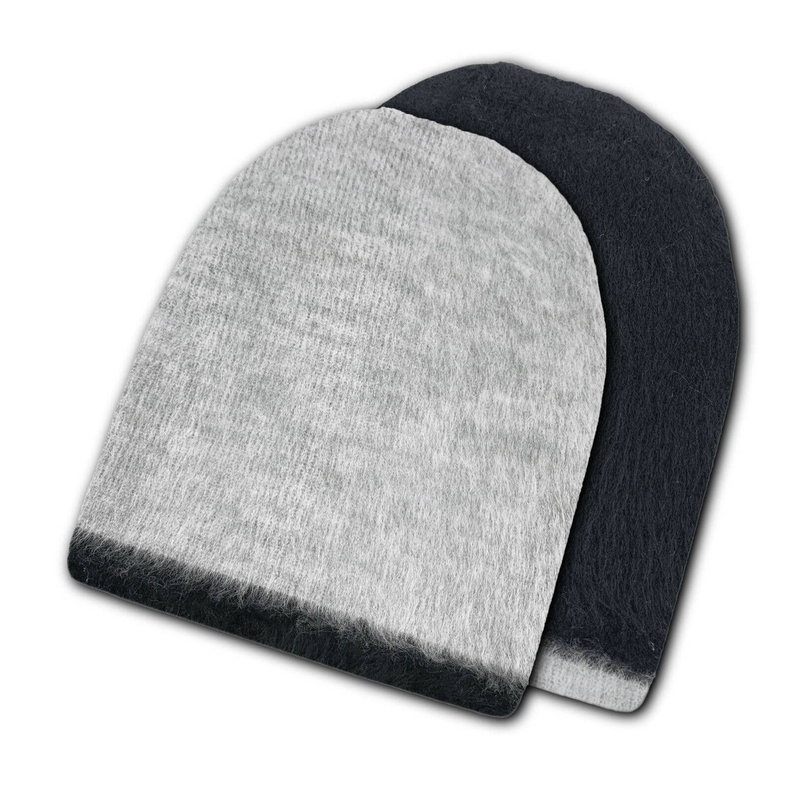 alpaca reversible double knit hat black or gray