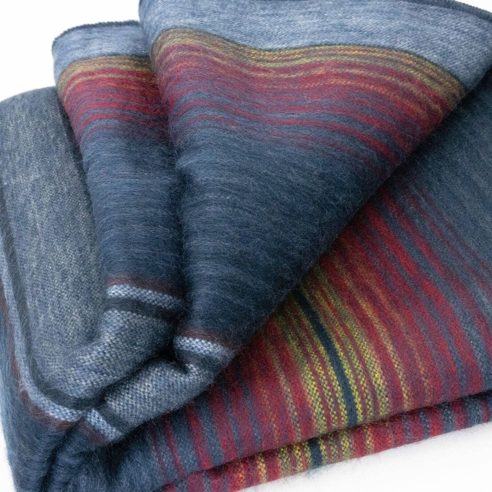 alpaca blanket folded navy red