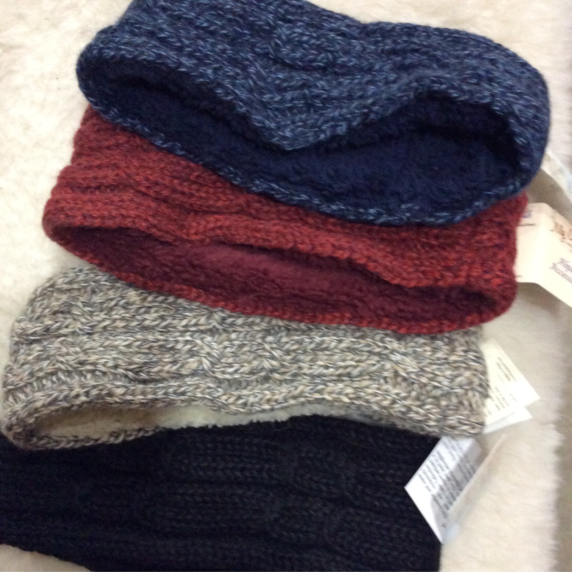 alpaca headband red, blue, black and tan