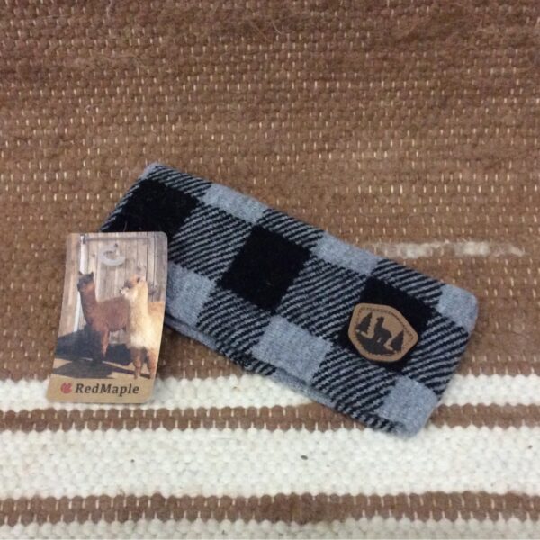alpaca headband black and gray plaid