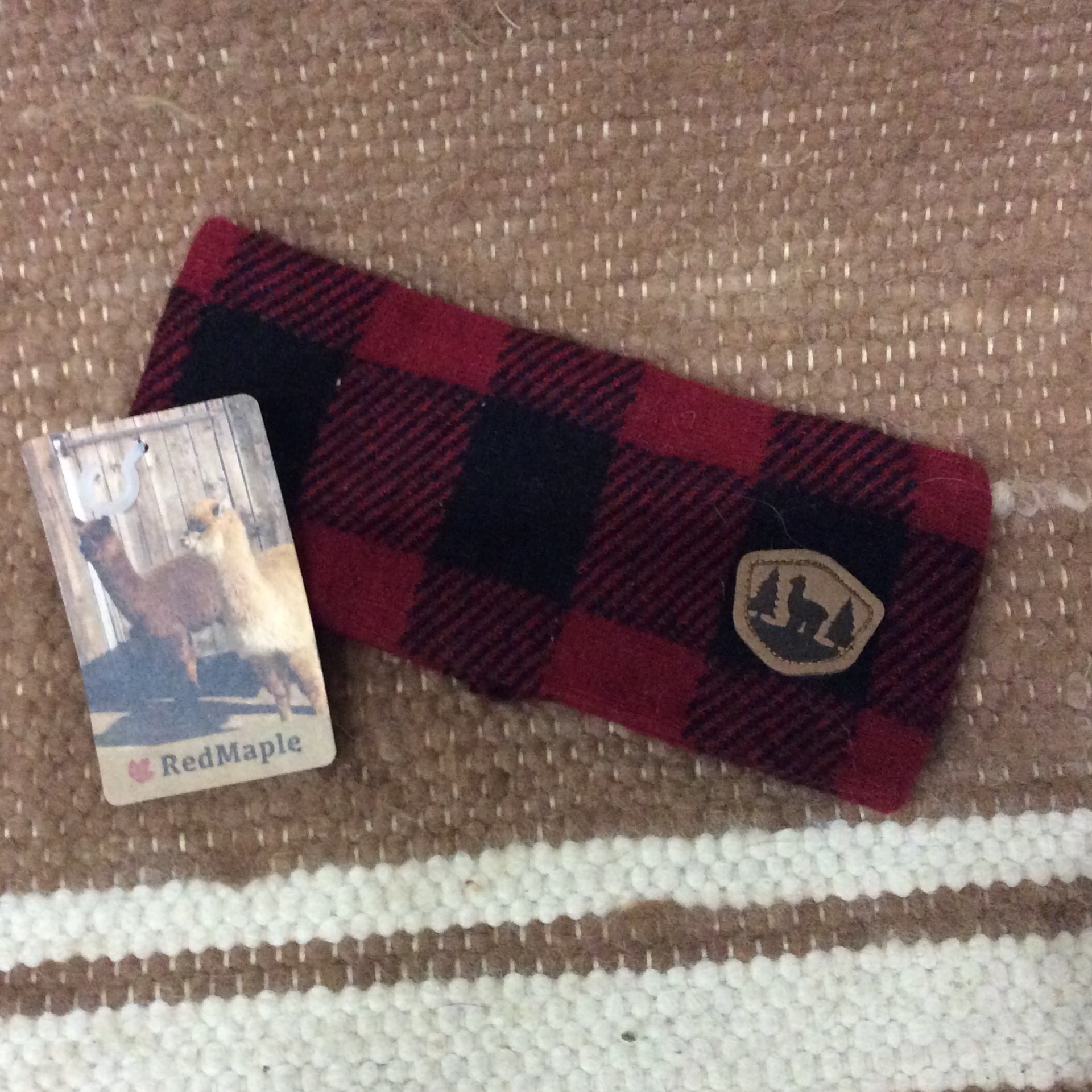 alpaca headband red and black plaid