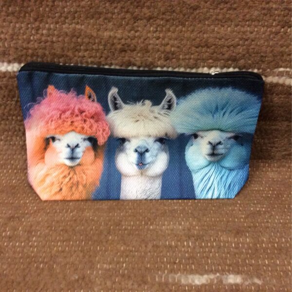 zipper bag with colorful alpacas
