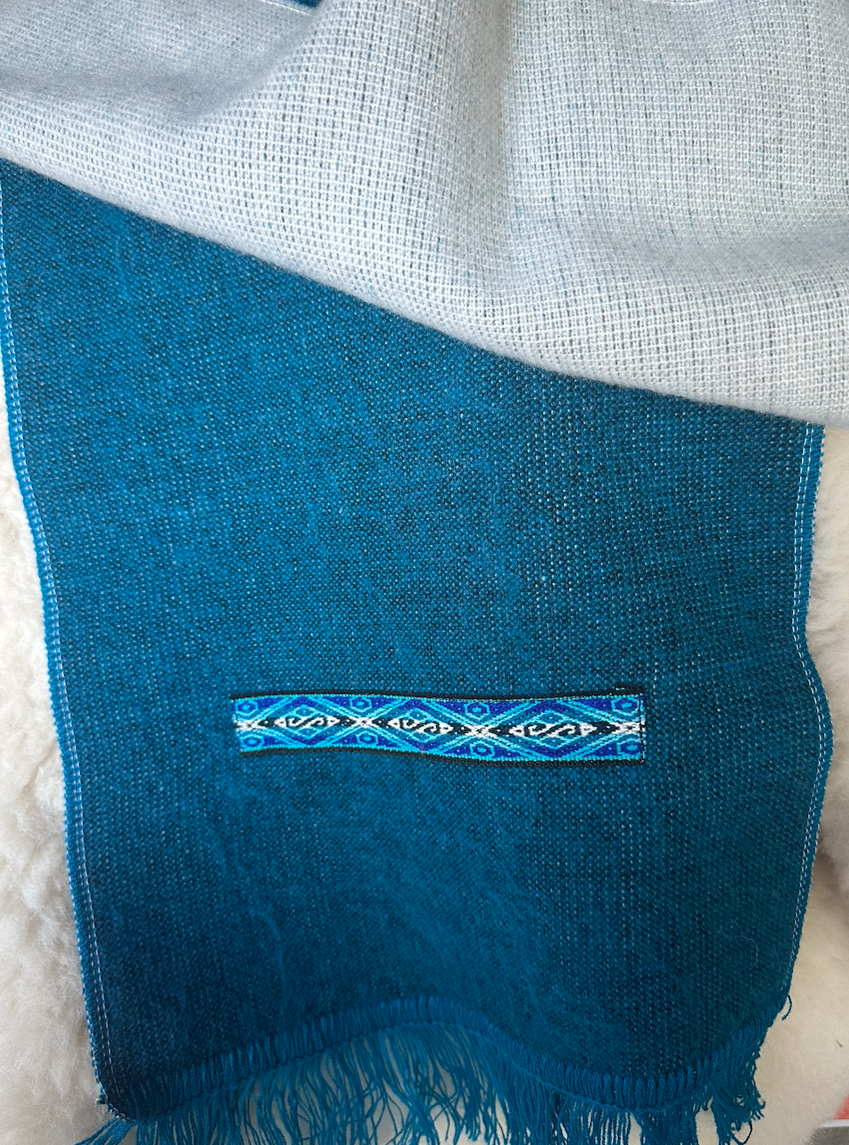 alpaca two tone scarf turquoise