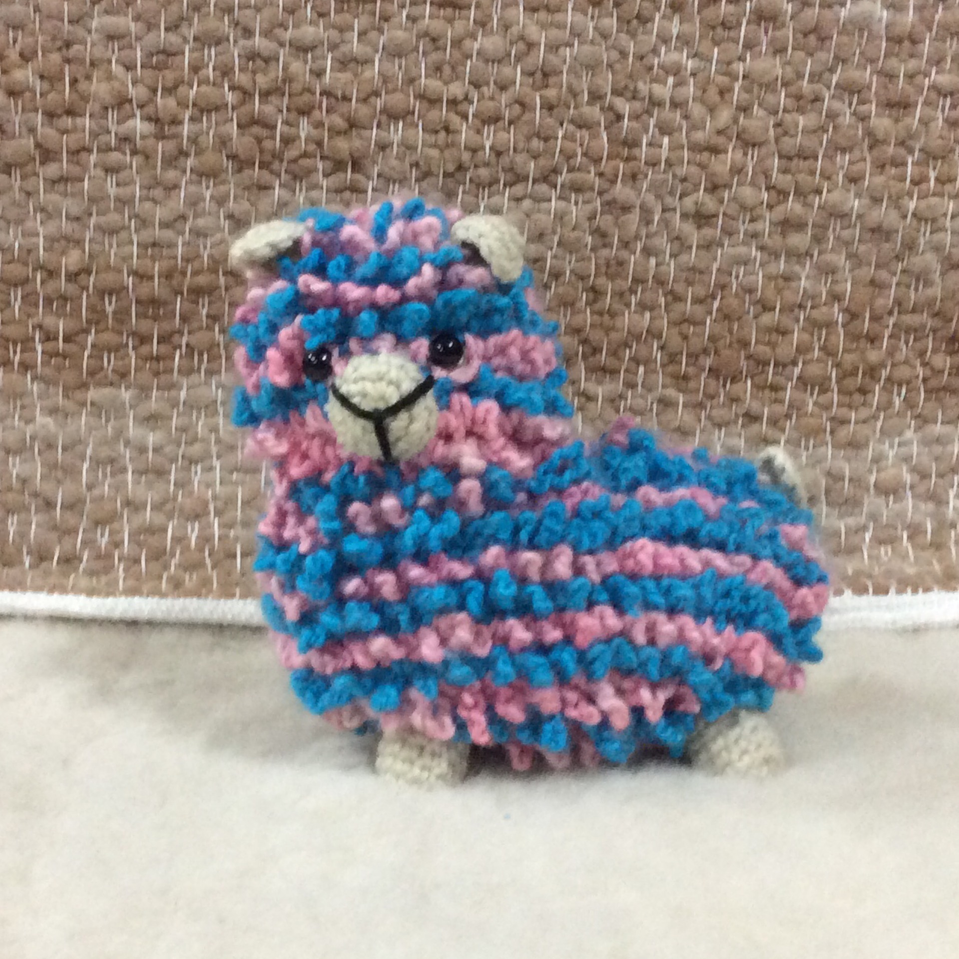 hand made alpaca toy blue and pink