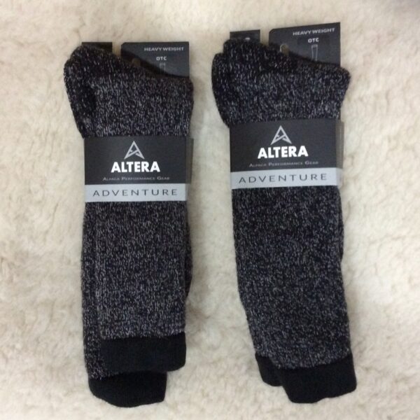 black alpaca hiking or hunting sock folded