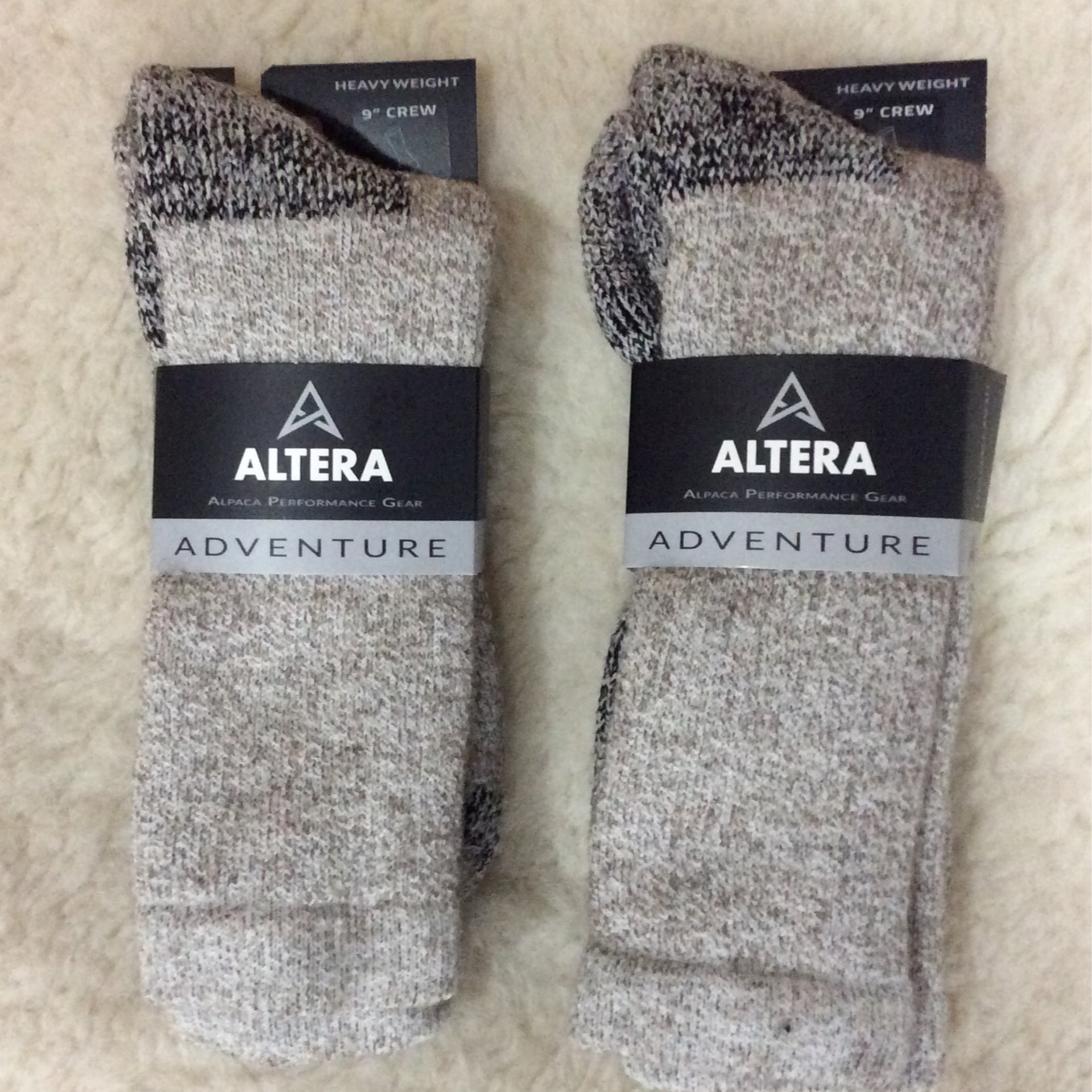 brown alpaca hiking or hunting sock folded