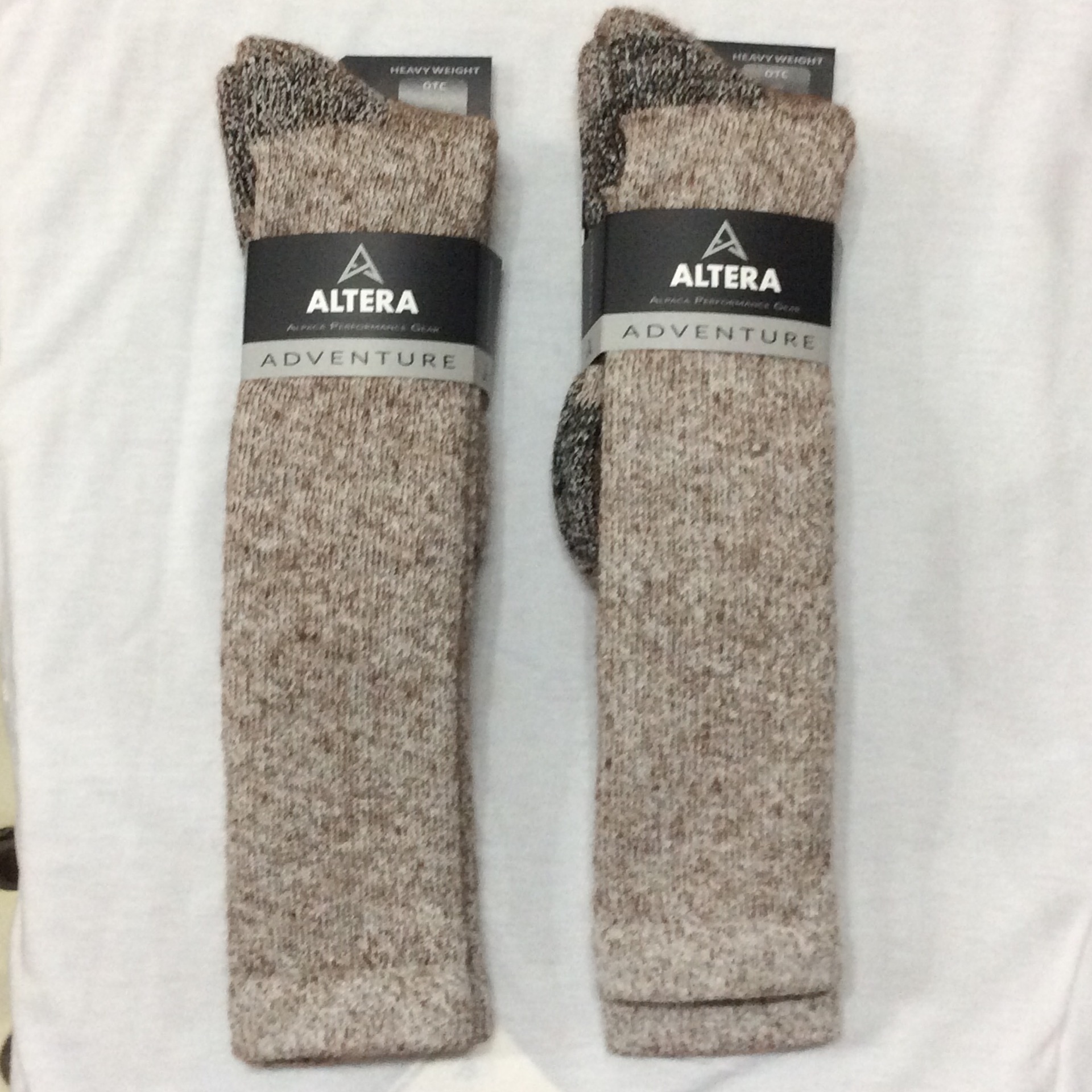 brown alpaca hiking or hunting sock folded