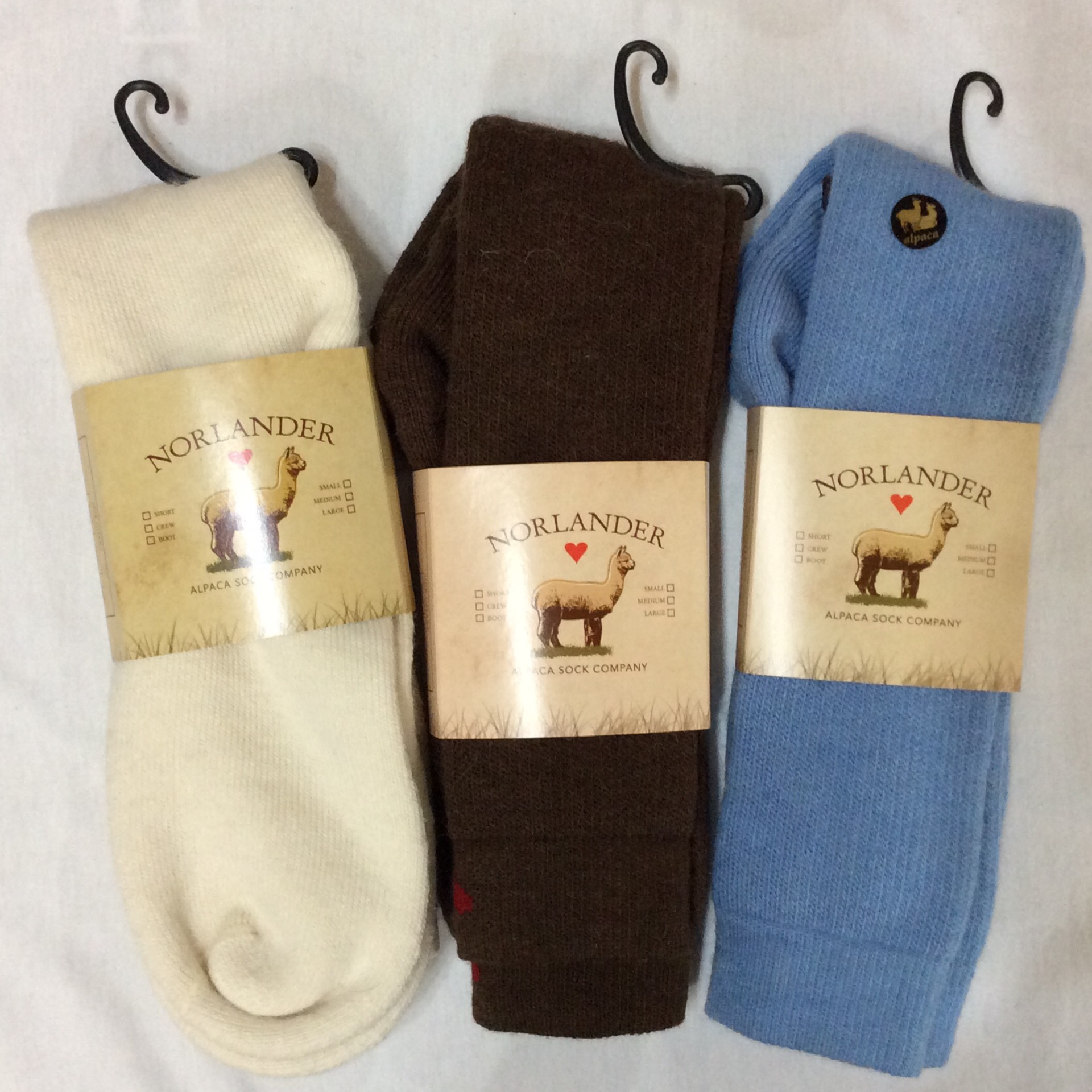 alpaca comfy sock blue, brown, white