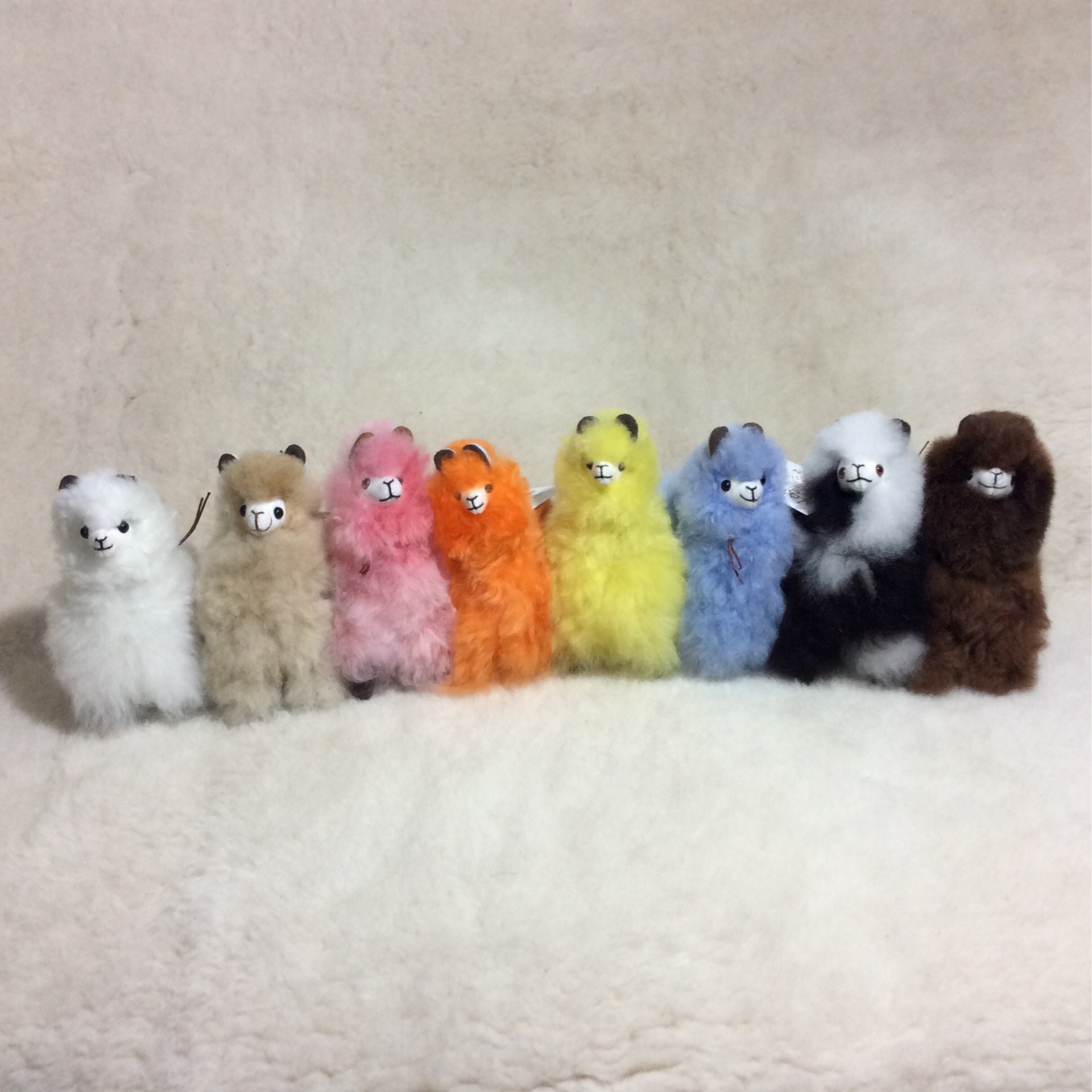 alpaca toy brown, blue, yellow, orange, fawn,white, gray