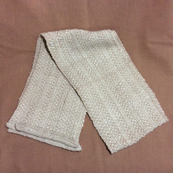 alpaca hand made scarf folded tan and white