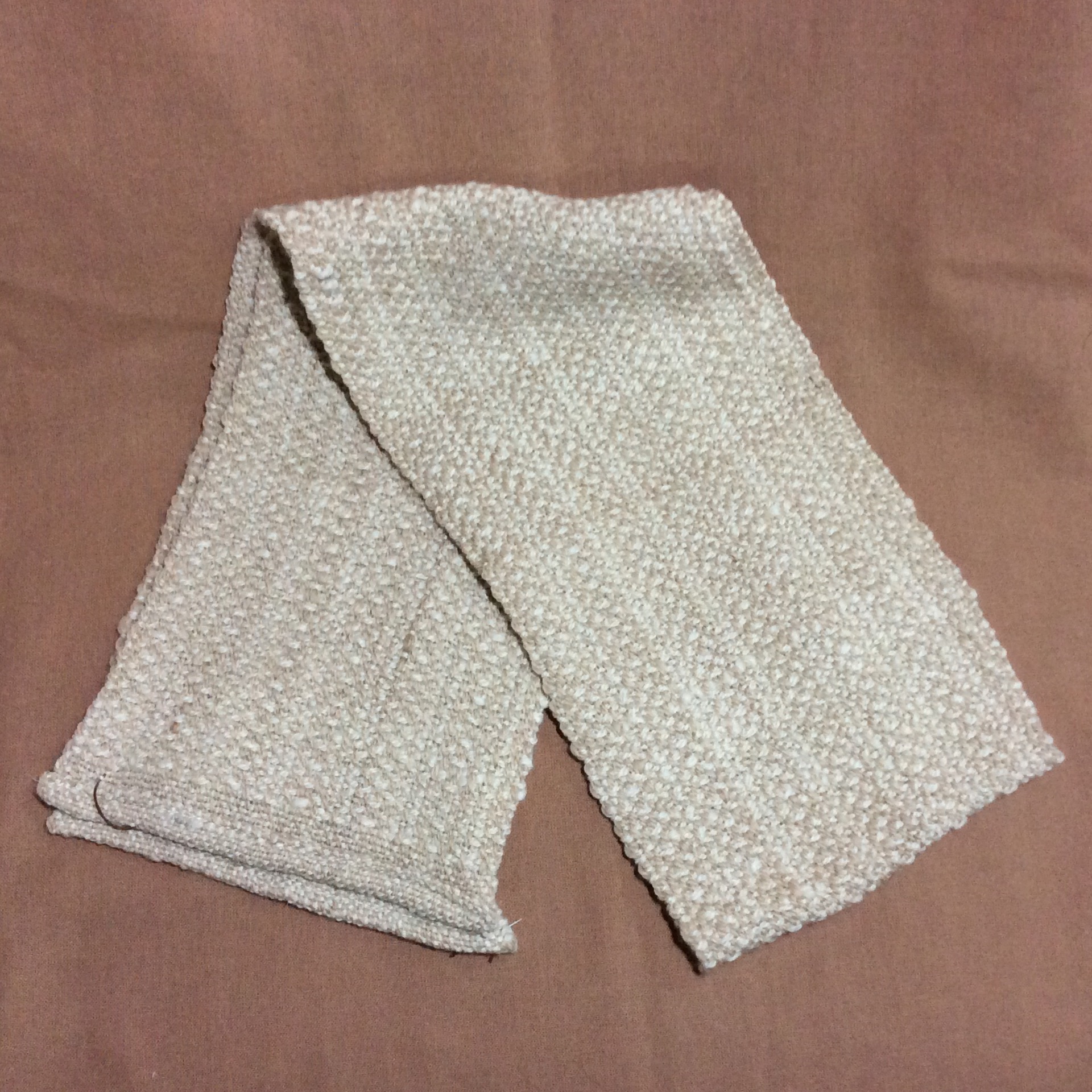 alpaca hand made scarf folded tan and white