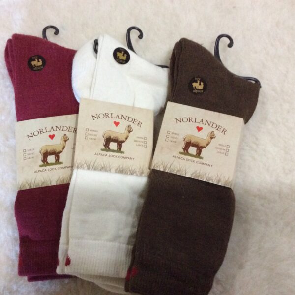 alpaca sock red, white, brown