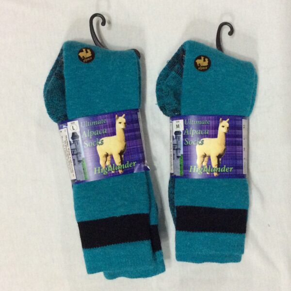 alpaca knee high sock teal with stripe